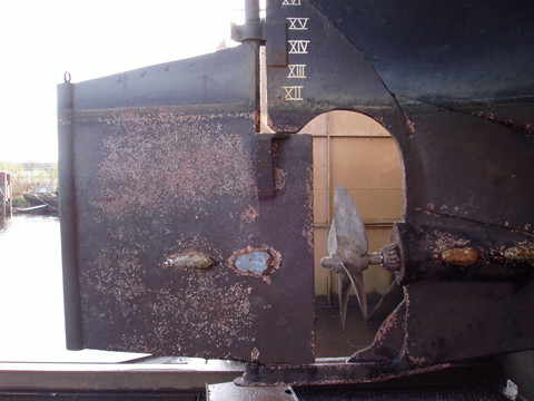 Rudder and prop view